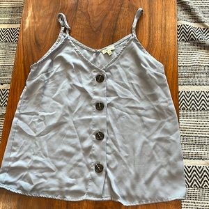 Muted powder blue button up tank